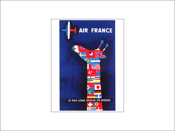 レイモン・サヴィニャック　ミニポスター　『エールフランス航空』　Raymond Savignac Mini Poster [Air France]